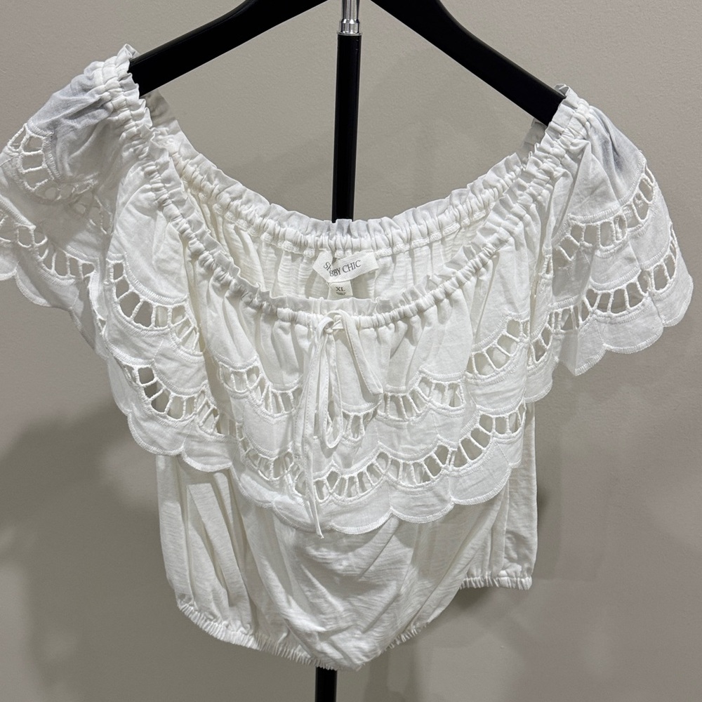 White Off-Shoulder Eyelet Top - Women - Picture 2 of 3